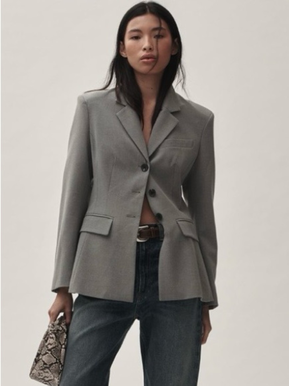 Anthropologie Avec Les Filles Sculpted
Hourglass Gray Blazer Medium NWT